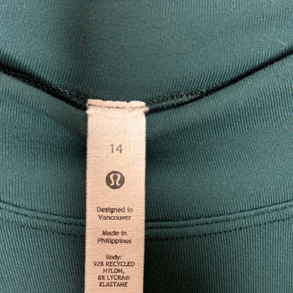 LULULEMON Rulu Running Long-Sleeve Mock Neck Shirt Green Jasper Sz 14 {OO49} - Picture 7 of 8
